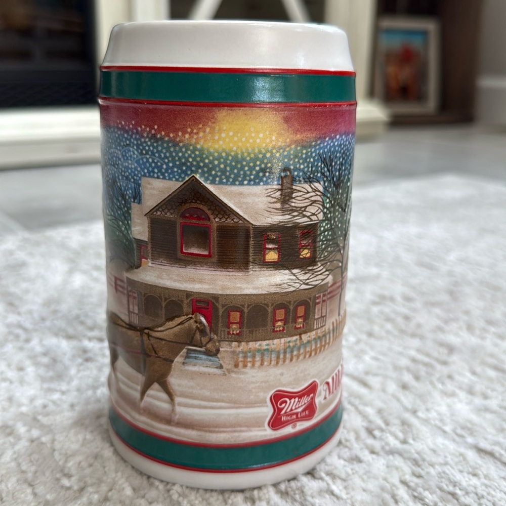 Vintage Miller High Life Holiday Traditions Collectible Beer Stein - 1985